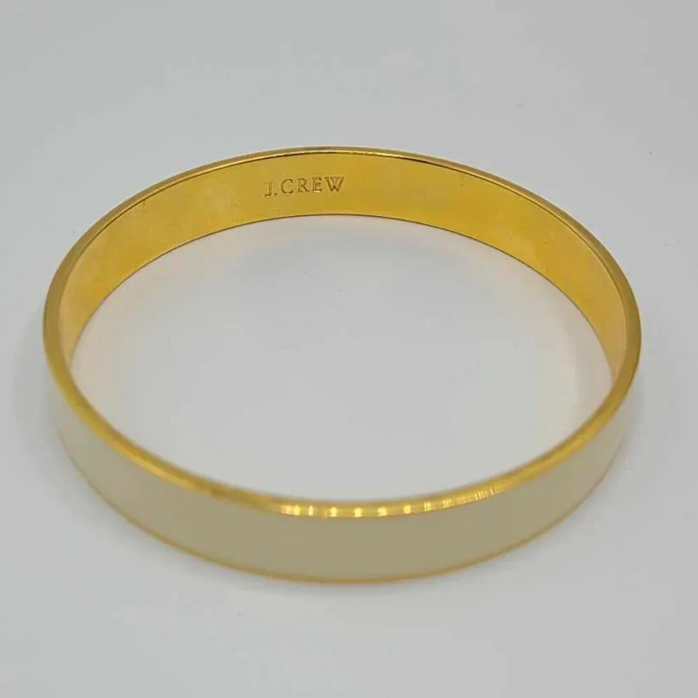 J Crew Off White Enamel Gold Tone Bangle